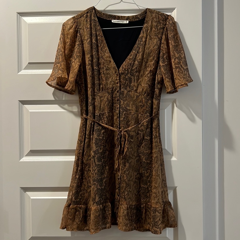 Brown snake skin mini dress